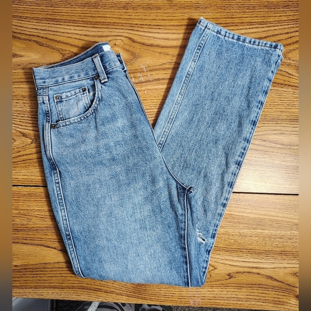 Pistola High-rise Straight Light Blue Distressed Ripped Women's Jeans sz 27/28. - Picture 3 of 16
